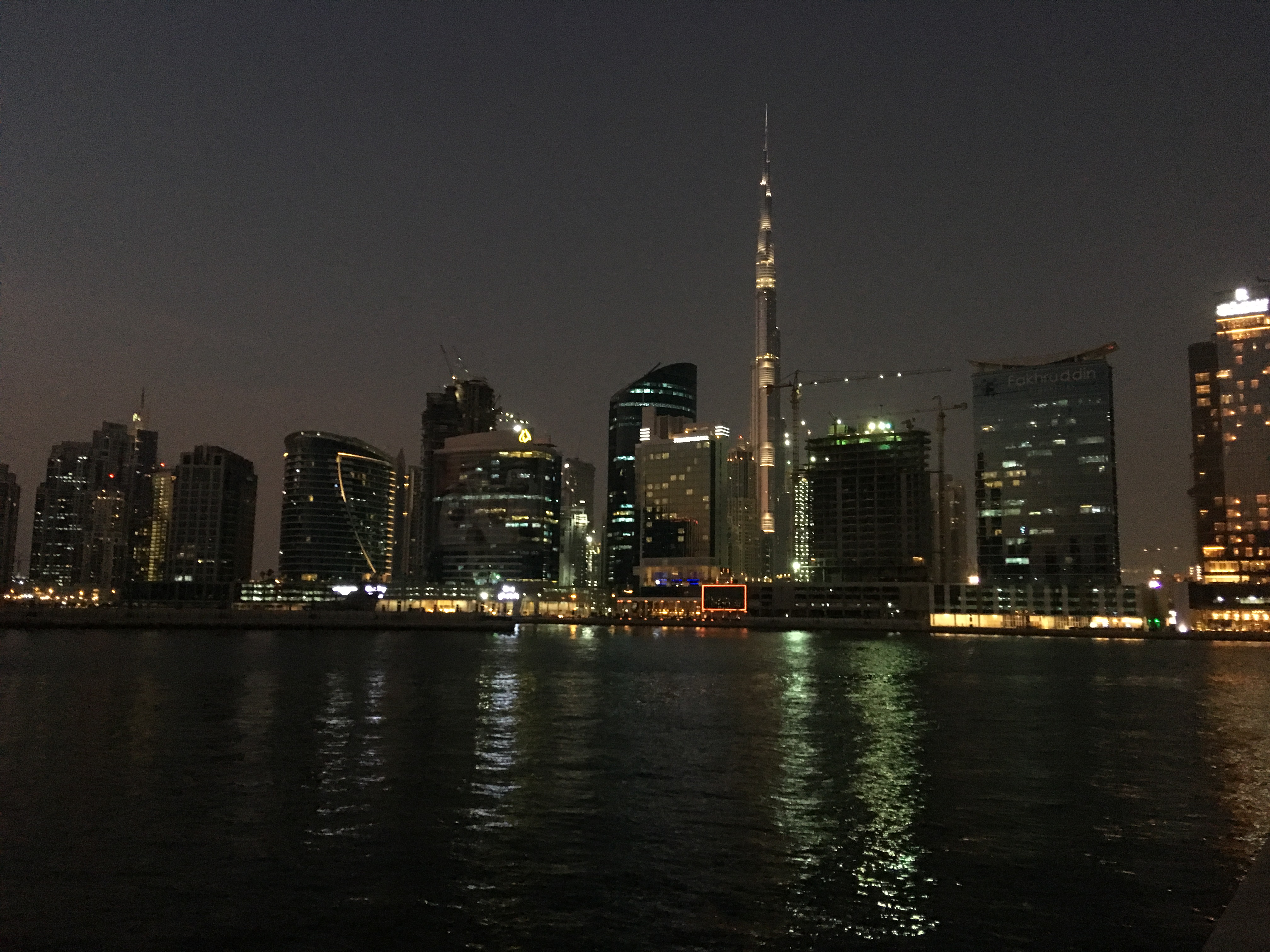 Dubai skyline with Burj Khalifa at night